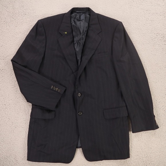 Hickey Freeman Blazer Blue Pinstripe 100% Wool Sport Coat Jacket‎ 2 Button 44L